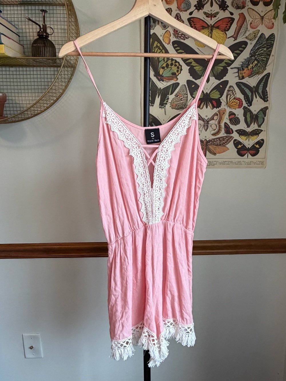 Style Rack Pink Lace-Trim Romper